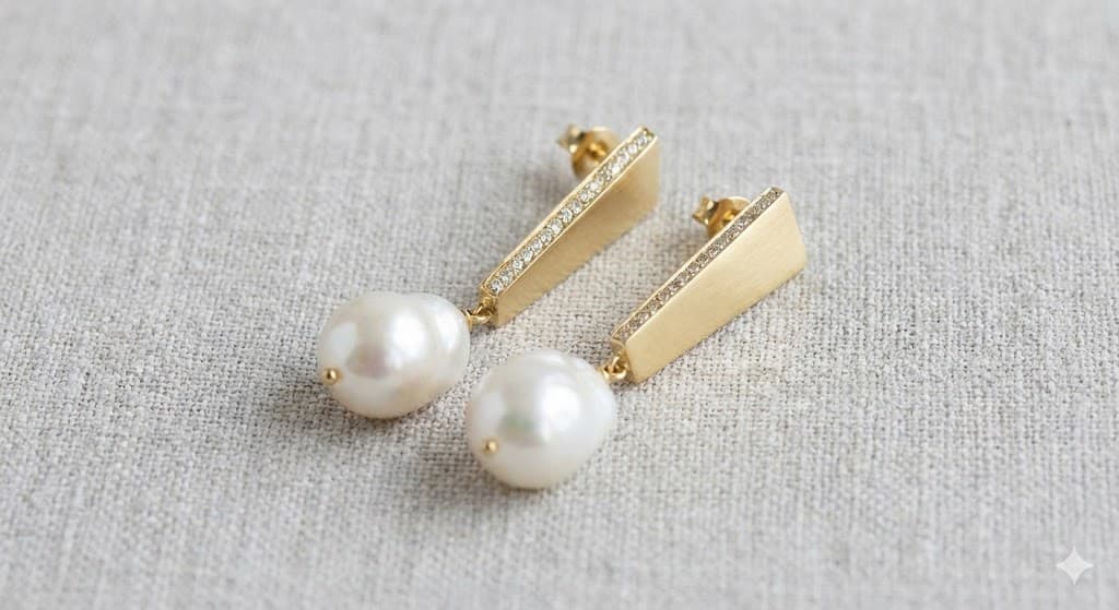 Pearl Drop Gold Earrings