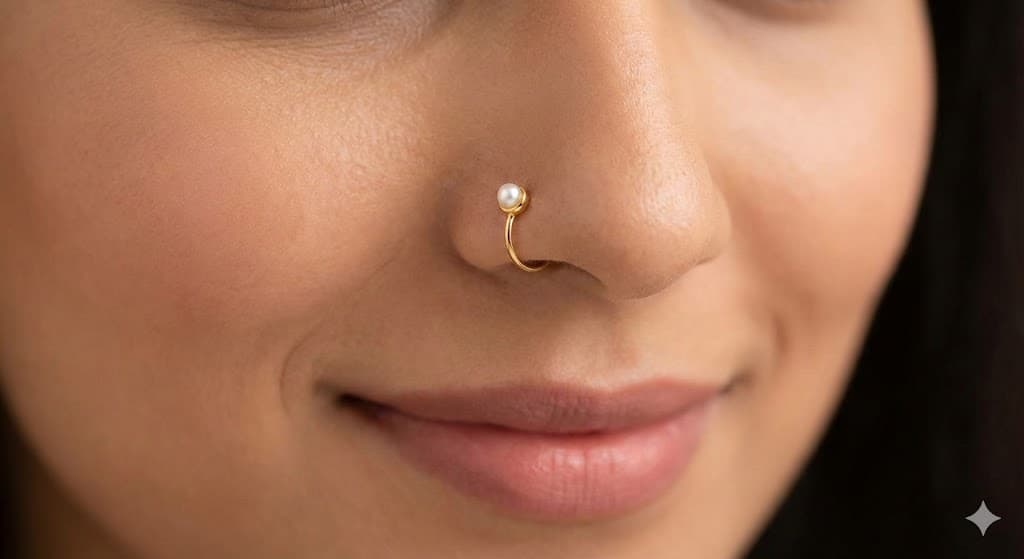 Pearl Touch Gold Nose Ring